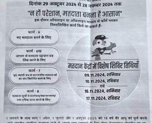 सभी मतदान केंद्रों में 9 और 10 नवंबर को होगा विशेष शिविर